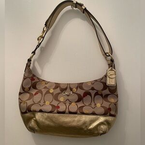 Y2K Coach Signature Shoulder Bag with Embroidery, Hearts. Rare